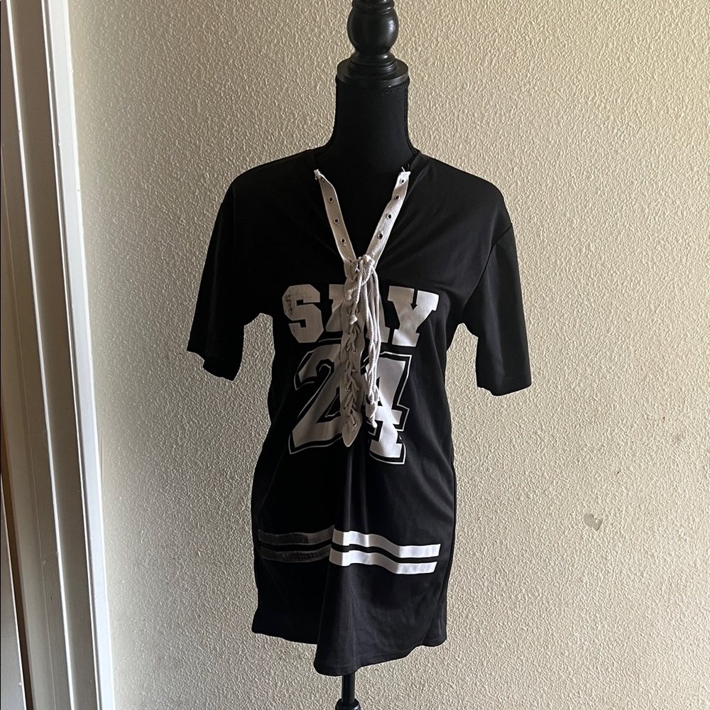 Papaya Black and White Lace-Up Women's Jersey